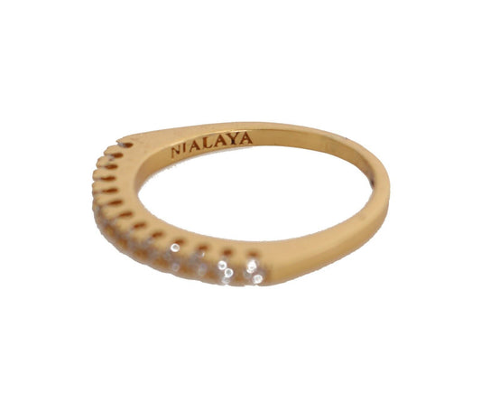 Nialaya Gold Authentischer Damen-Ring aus 925er Silber mit klaren Zirkonia