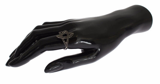 Nialaya Damenring aus rhodiniertem 925er Silber mit schwarzen Zirkoniasteinen