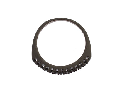 Nialaya Damenring aus rhodiniertem 925er Silber mit schwarzen Zirkoniasteinen