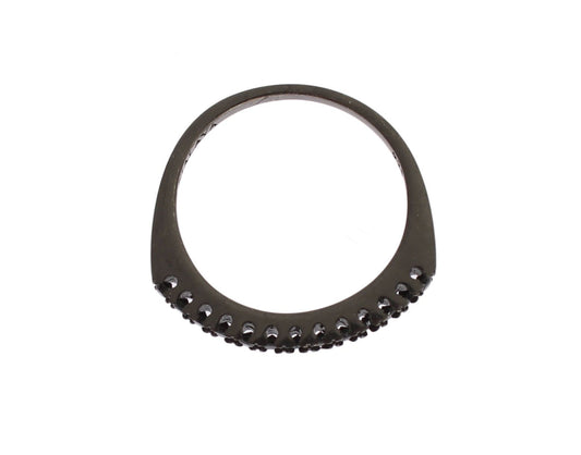 Nialaya Damenring aus rhodiniertem 925er Silber mit schwarzen Zirkoniasteinen