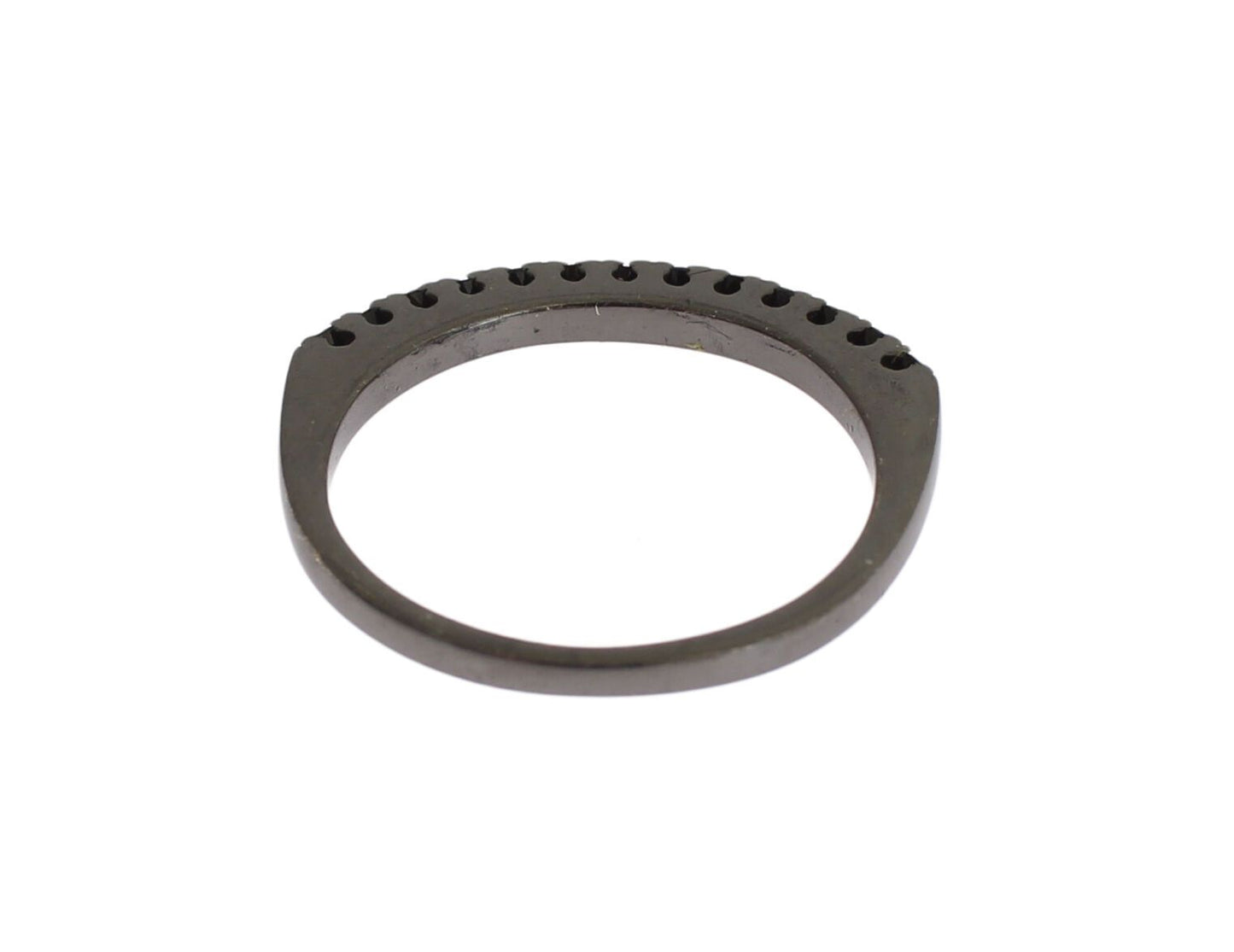 Nialaya Damenring aus rhodiniertem 925er Silber mit schwarzen Zirkoniasteinen