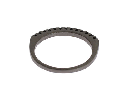 Nialaya Damenring aus rhodiniertem 925er Silber mit schwarzen Zirkoniasteinen