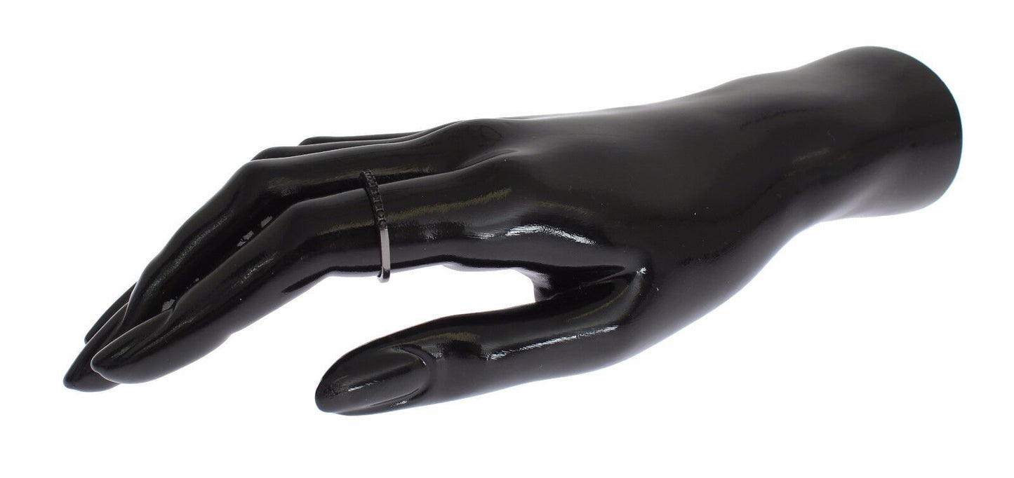 Nialaya Damenring aus rhodiniertem 925er Silber mit schwarzen Zirkoniasteinen