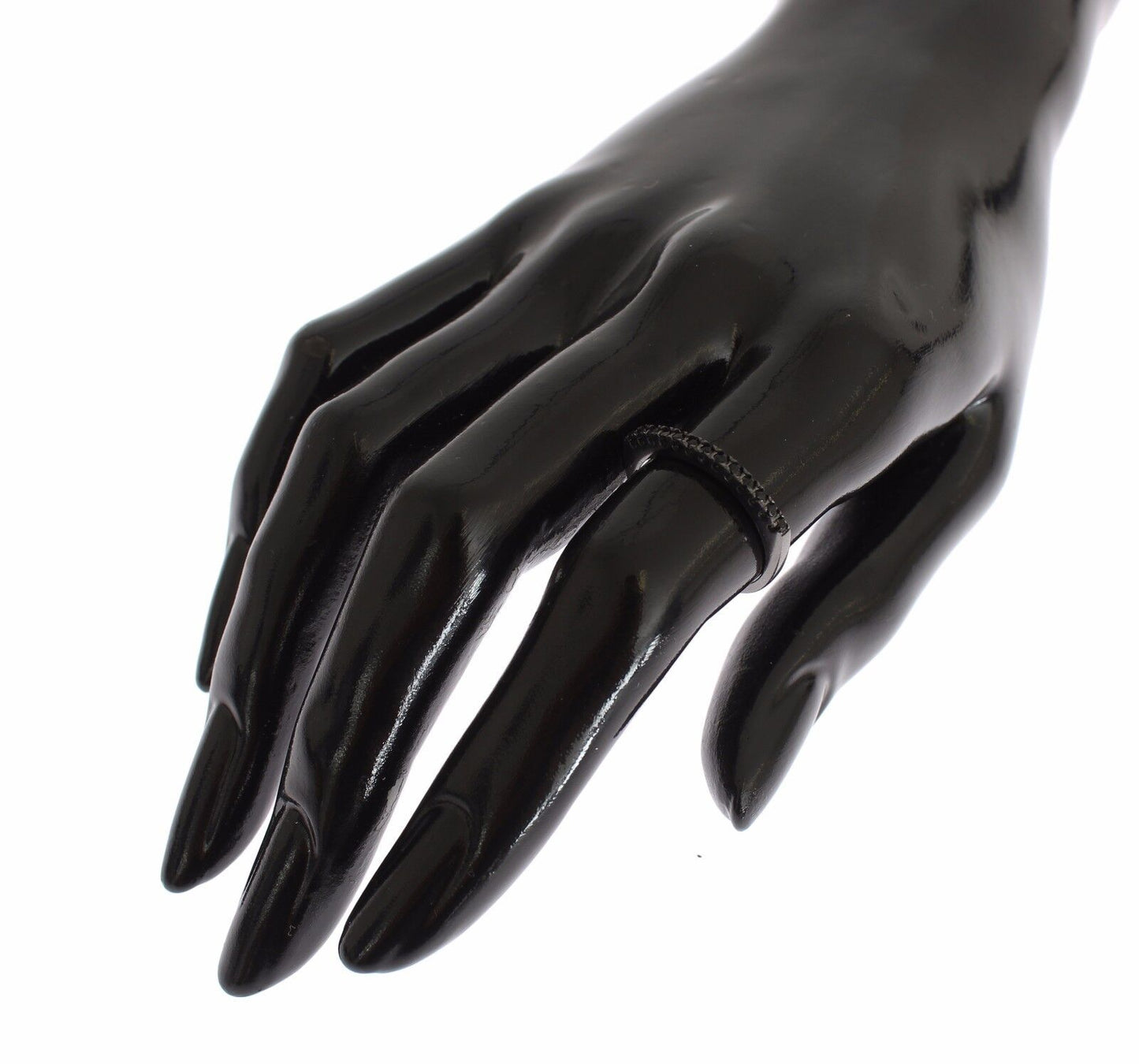 Nialaya Damenring aus rhodiniertem 925er Silber mit schwarzen Zirkoniasteinen