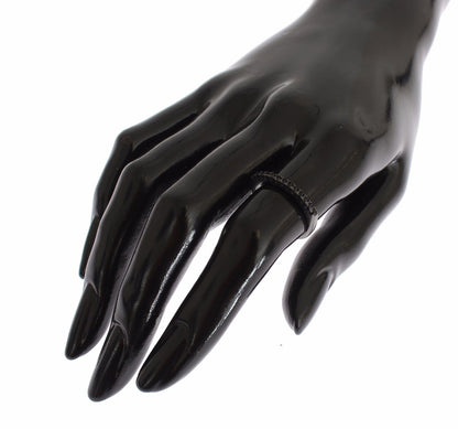 Nialaya Damenring aus rhodiniertem 925er Silber mit schwarzen Zirkoniasteinen