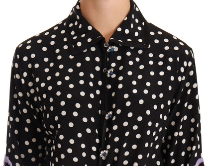 Dolce &amp; Gabbana – Schwarz-weißes Kleid mit Kristall-Pailletten und Blumenmuster