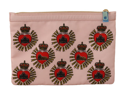 Dolce &amp; Gabbana Clutch Pink D&amp;G Logo Devotion Herz Kulturbeutel Geldbörse