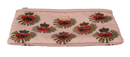 Dolce &amp; Gabbana Clutch Pink D&amp;G Logo Devotion Herz Kulturbeutel Geldbörse