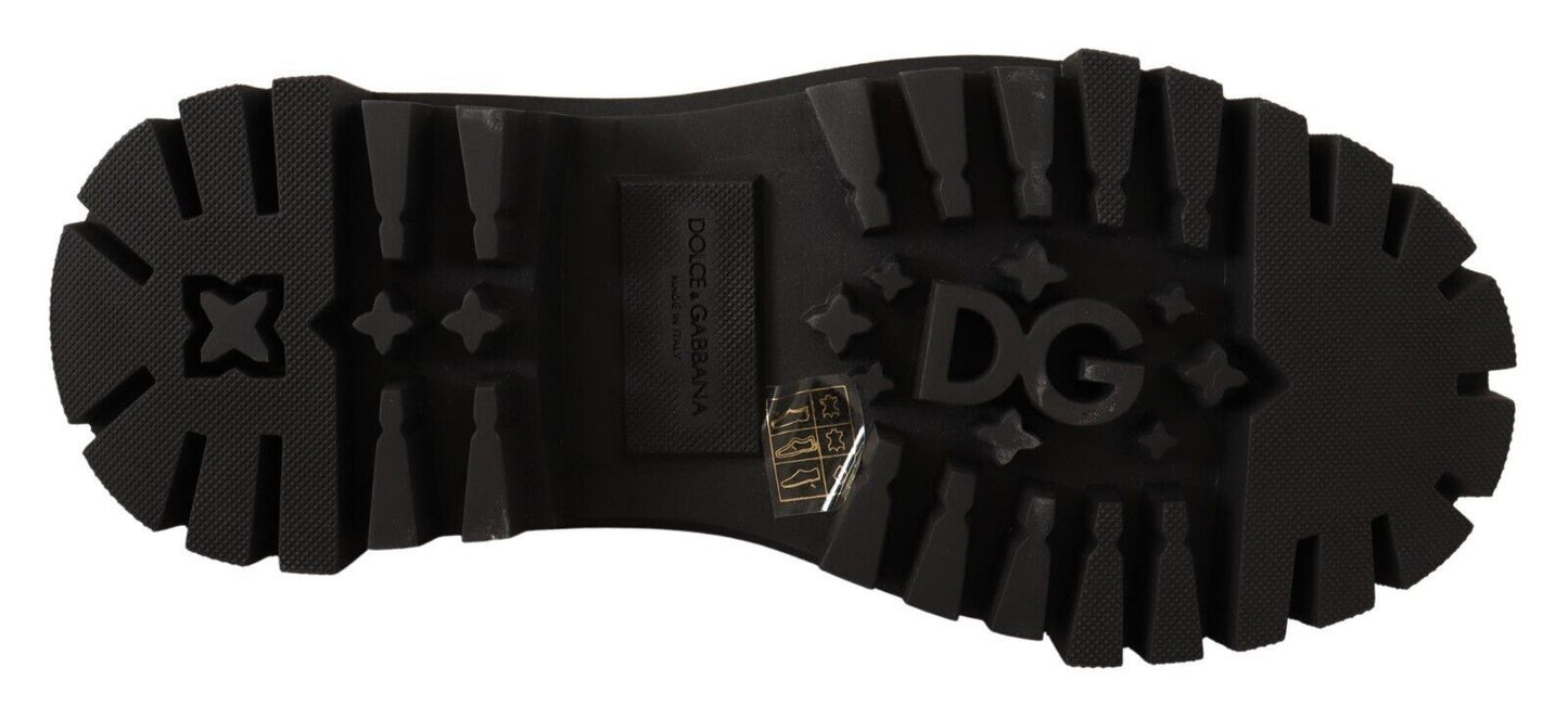 Dolce &amp; Gabbana – Schwarze Kampfstiefel aus Leder mit Nieten