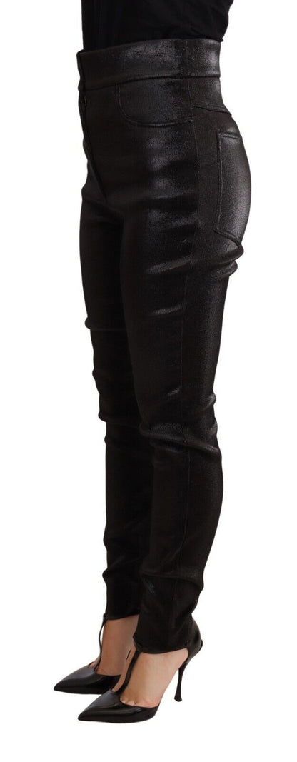 Dolce &amp; Gabbana – Stretchhose aus Baumwolle mit Lurexfaden in Schwarz und Silber