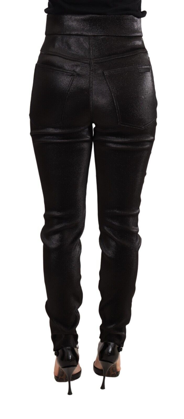 Dolce &amp; Gabbana – Stretchhose aus Baumwolle mit Lurexfaden in Schwarz und Silber