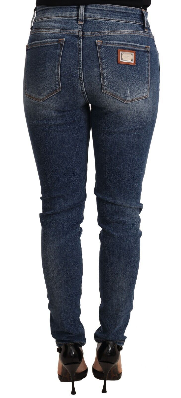 Dolce &amp; Gabbana – Skinny-Jeans aus Baumwollstretch in blauer Waschung