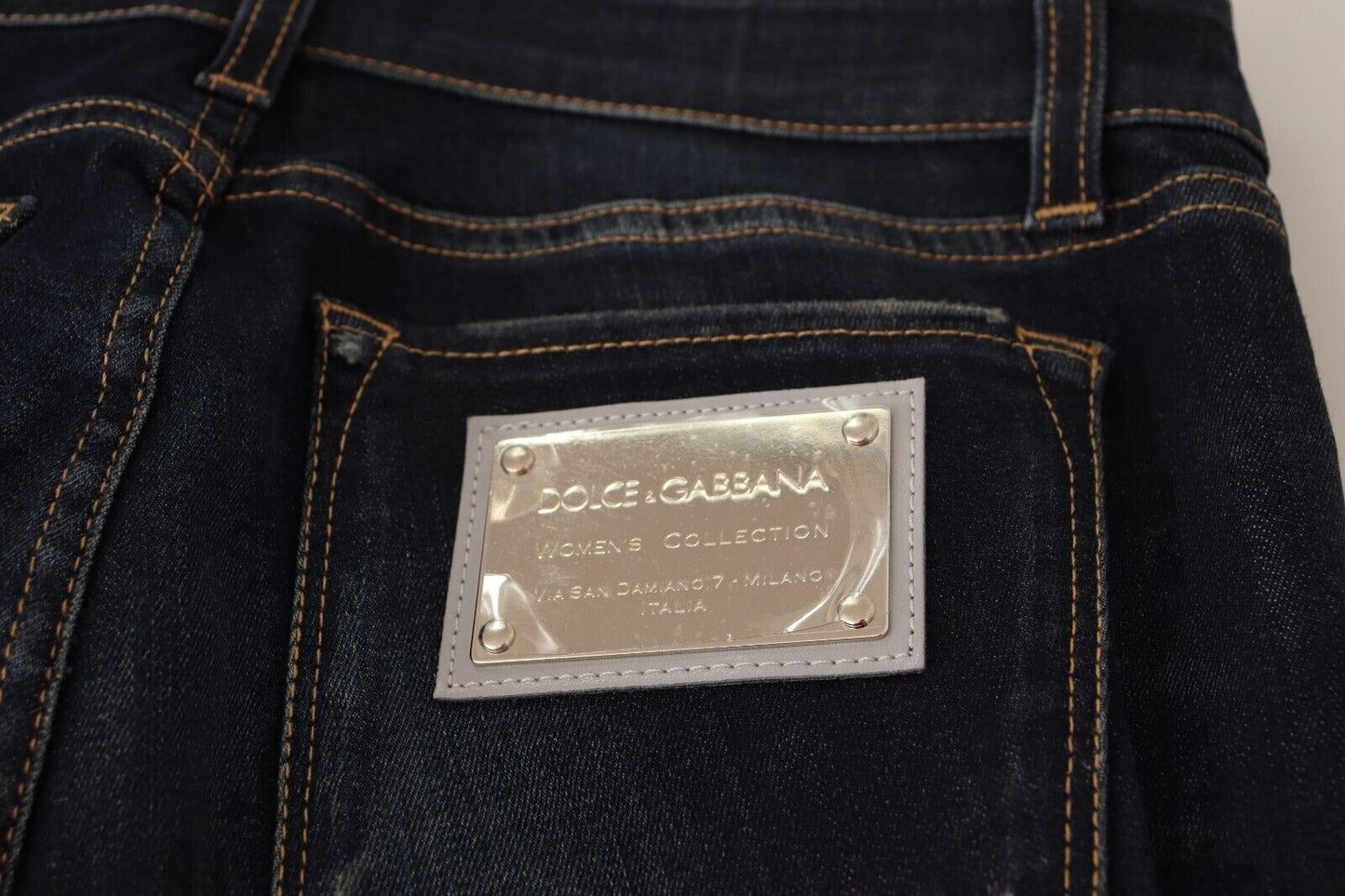 Dolce &amp; Gabbana – Schmale Skinny-Jeans aus Baumwollstretch in blauer Waschung