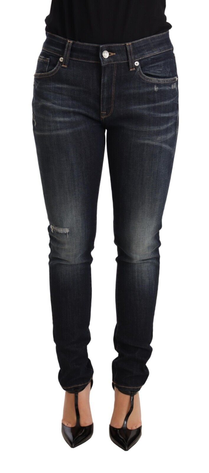 Dolce &amp; Gabbana – Schmale Skinny-Jeans aus Baumwollstretch in blauer Waschung