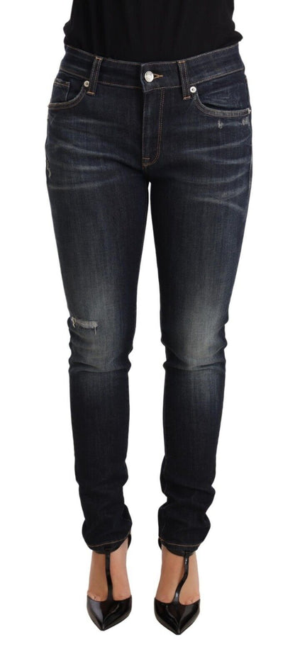 Dolce &amp; Gabbana – Schmale Skinny-Jeans aus Baumwollstretch in blauer Waschung