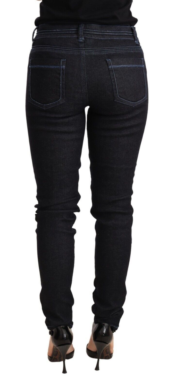 Acht Blaue Baumwolle Niedrige Taille Slim Fit Denim Damen Hose Jeans