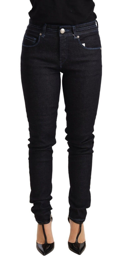 Acht Blaue Baumwolle Niedrige Taille Slim Fit Denim Damen Hose Jeans