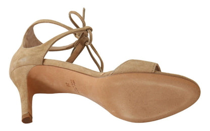 Maria Christina – Pumps mit Knöchelriemen aus Wildleder in Beige