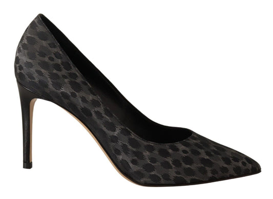 Sofia Schwarze Leoparden-Leder-Stiletto-High-Heels-Pumps-Schuhe