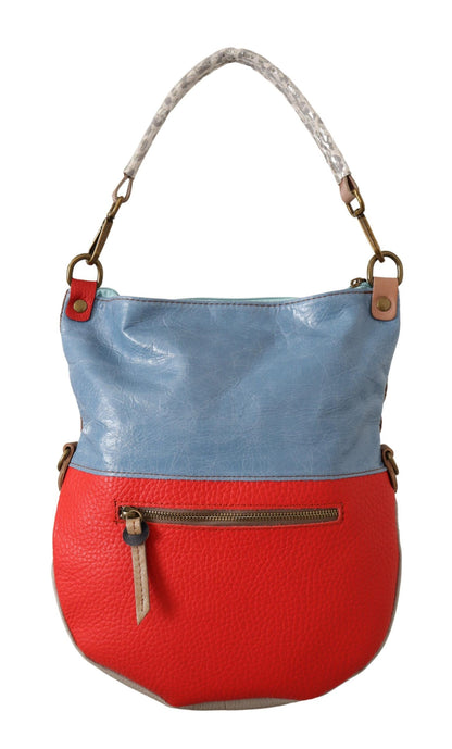 EBARRITO Mehrfarbige Schultertasche aus echtem Leder für Damen