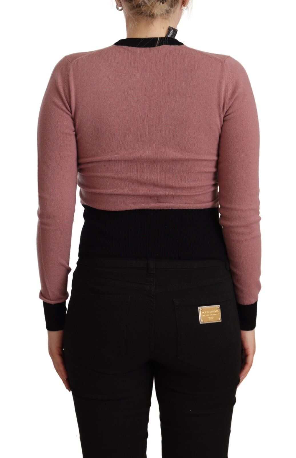 Dolce &amp; Gabbana – Sartoria-Pullover aus rosa Kaschmir mit Rundhalsausschnitt