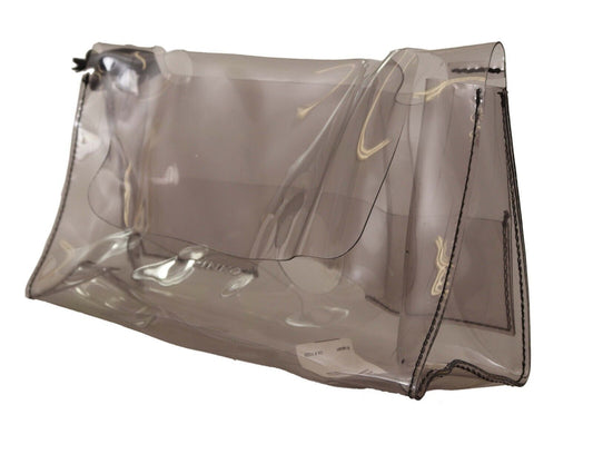 PINKO Schwarze transparente Plastiktasche mit Geldbörse und Clutch