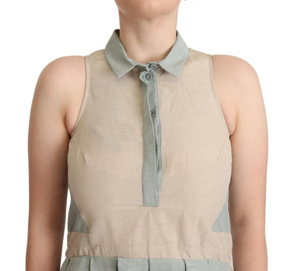 Comeforbreakfast – Mehrfarbiges, ärmelloses Etuikleid mit Kragen