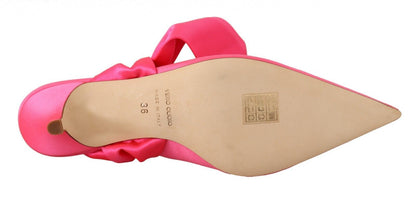 GIA COUTURE Rosafarbene Pumps aus Leder mit Schnürung und Kitten Heels