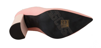 GCDS – Rosa Wildleder-Stiefeletten mit Logo und Blockabsatz