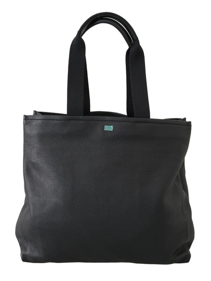 Dolce &amp; Gabbana Schwarze Leder-Tragetasche für Reisen, Einkaufen und Fitnessstudio #DGFAMILY