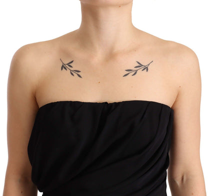 Dolce &amp; Gabbana – Schwarzes, trägerloses Midi-Etuikleid aus Stretch-Seide