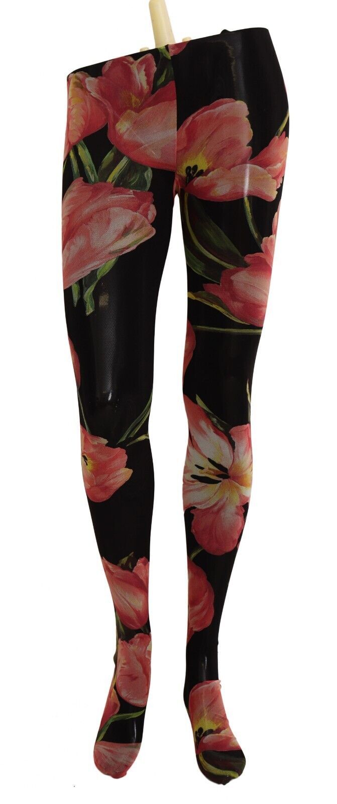 Dolce &amp; Gabbana – Schwarze Nylonstrumpfhose mit Blumenmuster