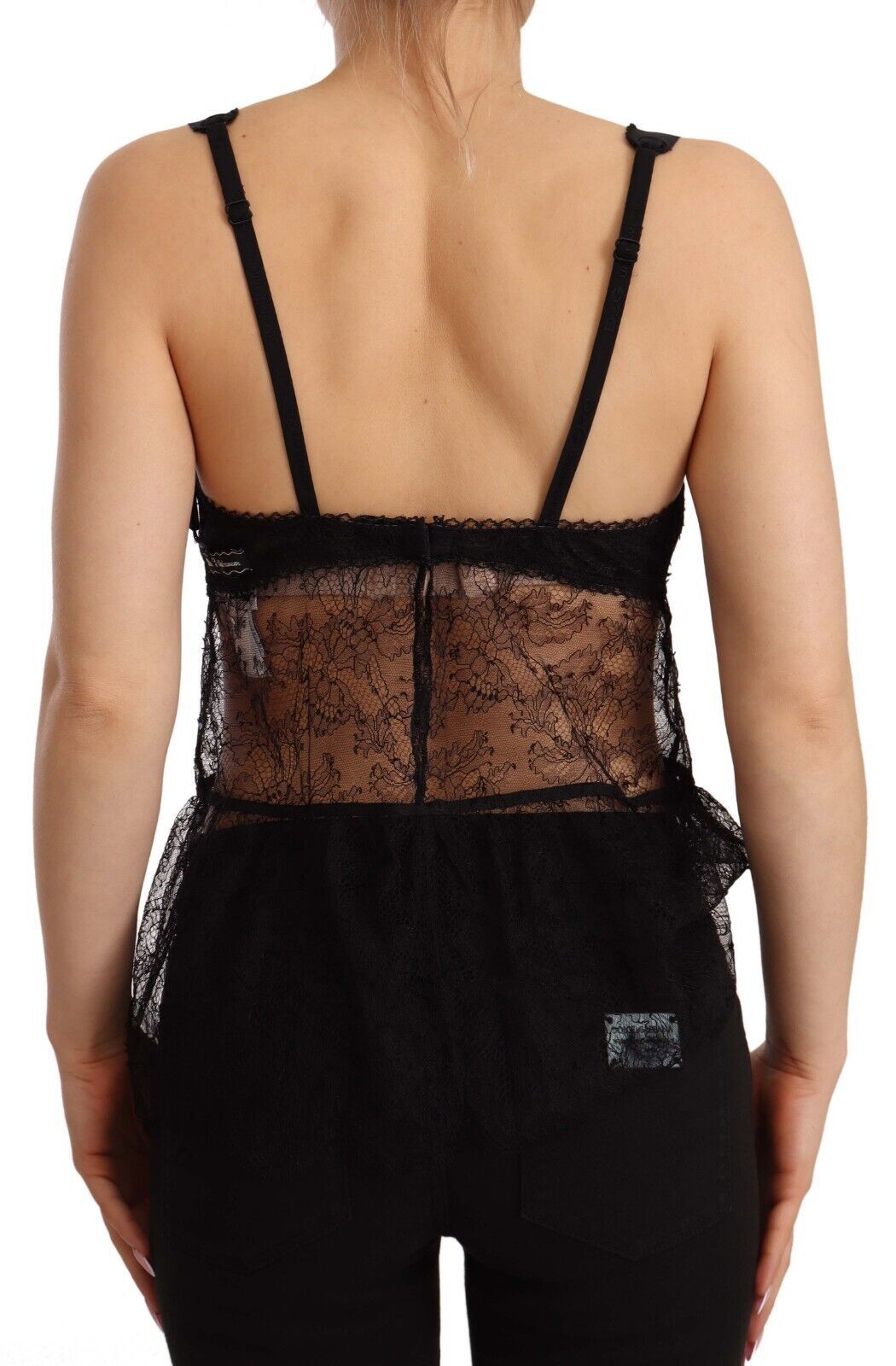 Dolce &amp; Gabbana – Schwarzes Babydoll-Dessous-Oberteil aus Seidenspitze und Nylon