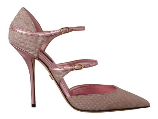 Dolce &amp; Gabbana – Mary-Jane-Schuhe mit Riemchensandalen in Rosa mit Glitzer
