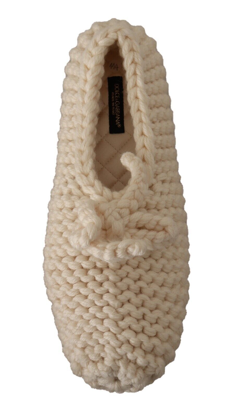 Dolce &amp; Gabbana – Weiße Ballerinas zum Hineinschlüpfen aus Wollstrick