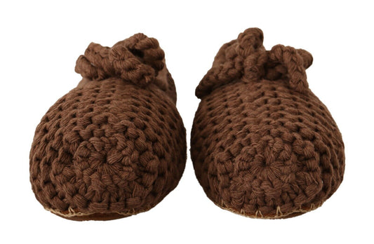 Dolce &amp; Gabbana – Braune Ballerinas zum Hineinschlüpfen aus Wollstrick