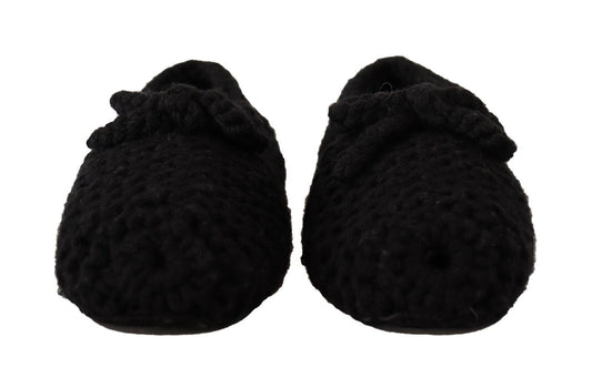 Dolce &amp; Gabbana – Schwarze Ballerinas zum Hineinschlüpfen aus Wollstrick