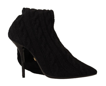 Dolce &amp; Gabbana – Kniehohe Stiefeletten in Schwarz mit Stretch-Socken