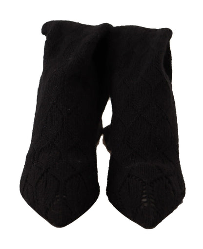 Dolce &amp; Gabbana – Kniehohe Stiefeletten in Schwarz mit Stretch-Socken