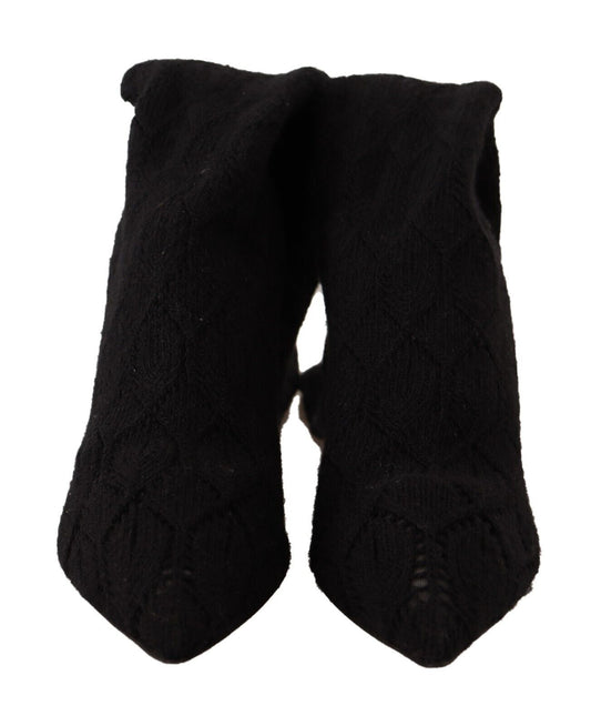 Dolce &amp; Gabbana – Kniehohe Stiefeletten in Schwarz mit Stretch-Socken