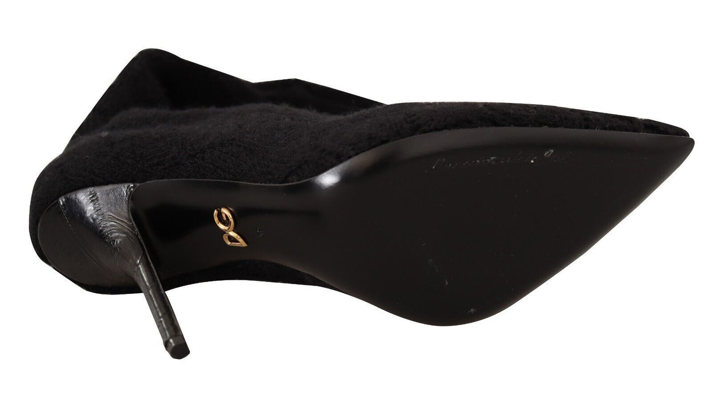 Dolce &amp; Gabbana – Kniehohe Stiefeletten in Schwarz mit Stretch-Socken