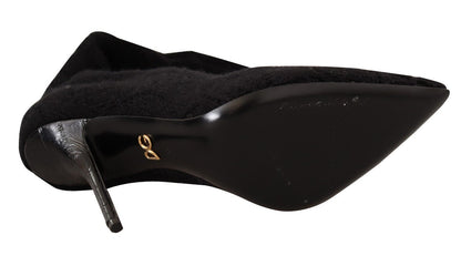 Dolce &amp; Gabbana – Kniehohe Stiefeletten in Schwarz mit Stretch-Socken