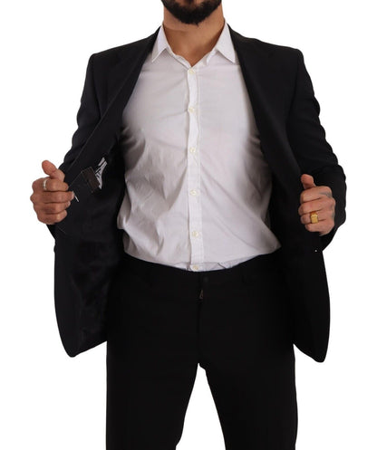 Dolce &amp; Gabbana – Schwarze, schmal geschnittene Weste mit 2 Knöpfen, MARTINI-Blazer