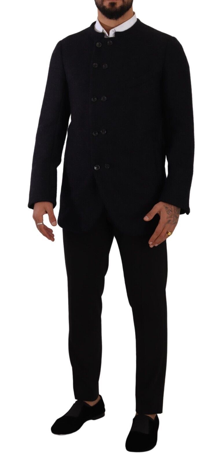 Dolce &amp; Gabbana Graue Alpaka-Manteljacke mit Knopfleiste für Herren