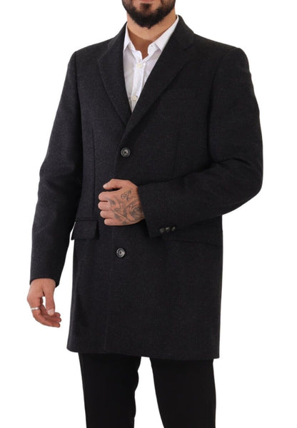 Dolce &amp; Gabbana – Trenchcoat aus dunkelgrauer Wolle für Herren