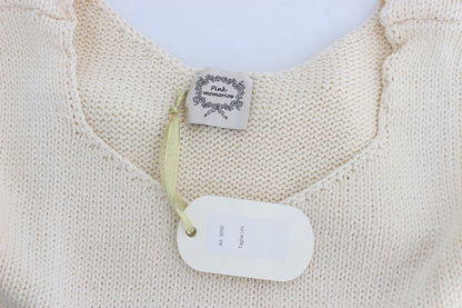 PINK MEMORIES Beigefarbener ärmelloser Strickpullover aus Baumwollmischung