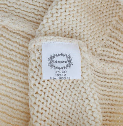 PINK MEMORIES Beigefarbener ärmelloser Strickpullover aus Baumwollmischung