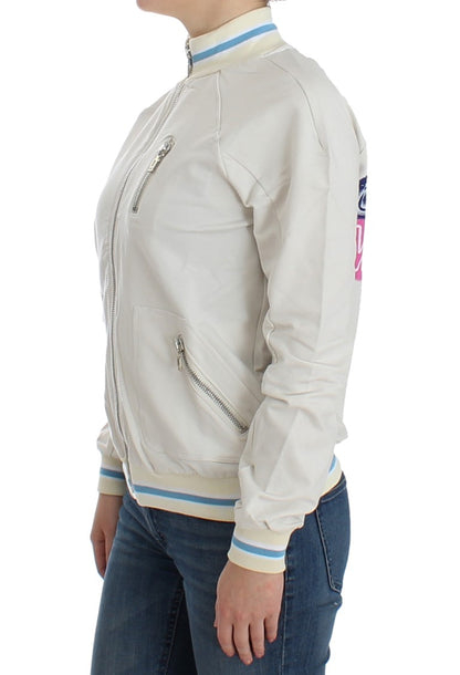 John Galliano – Weißer Strickjacken-Sweatshirt mit Reißverschluss