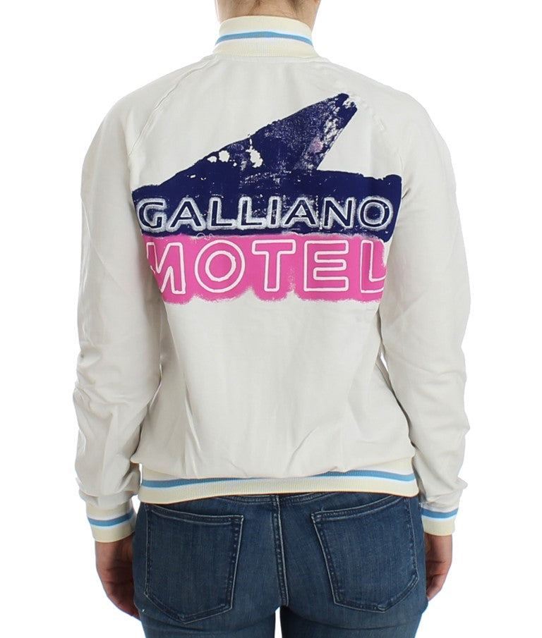 John Galliano – Weißer Strickjacken-Sweatshirt mit Reißverschluss
