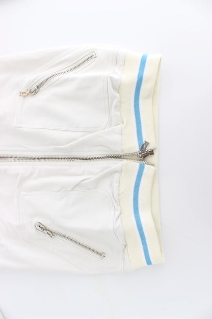 John Galliano – Weißer Strickjacken-Sweatshirt mit Reißverschluss